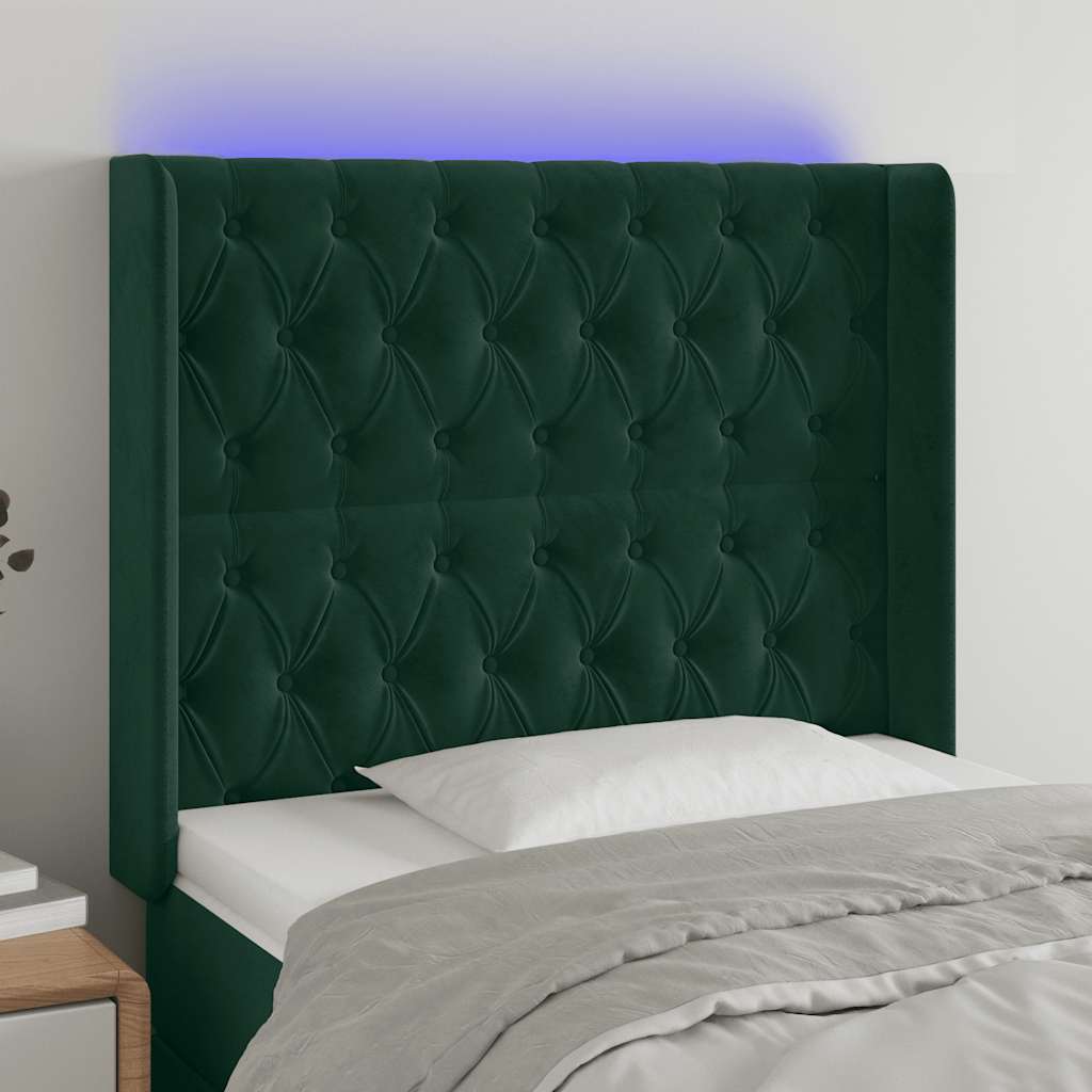 Κεφαλάρι Κρεβατιού LED Σκούρο Πράσινο 103x16x118/128 εκ - Pakobazaar