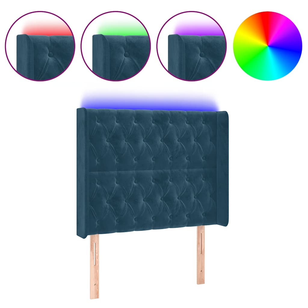 Κεφαλάρι Κρεβατιού LED Σκούρο Μπλε 103x16x118/128 εκ. Βελούδινο - Pakobazaar