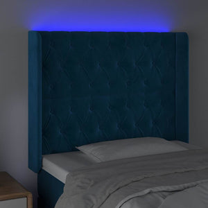 Κεφαλάρι Κρεβατιού LED Σκούρο Μπλε 103x16x118/128 εκ. Βελούδινο - Pakobazaar