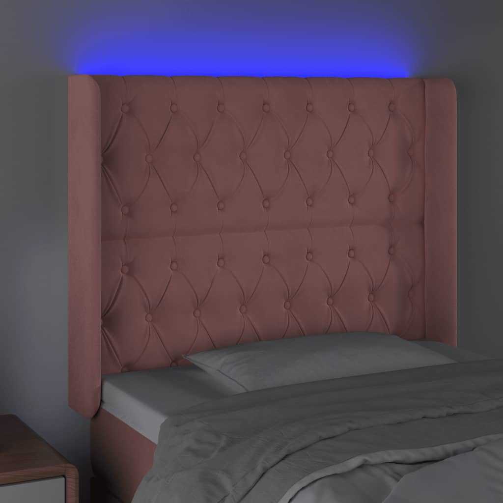 Κεφαλάρι Κρεβατιού LED Ροζ 103x16x118/128 εκ.Βελούδινο