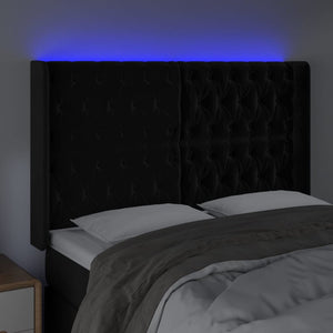 Κεφαλάρι Κρεβατιού LED Μαύρο 147x16x118/128 εκ. Βελούδινο - Pakobazaar