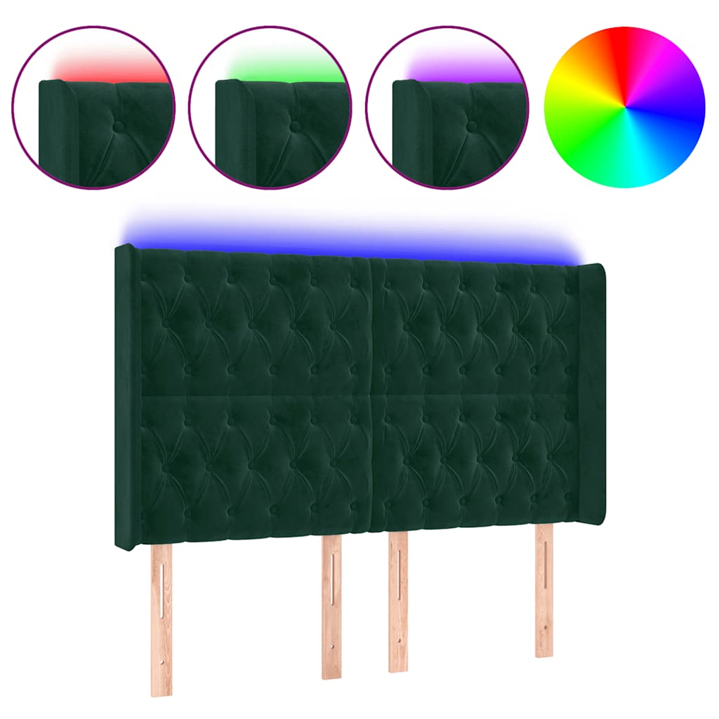Κεφαλάρι Κρεβατιού LED Σκούρο Πράσινο 147x16x118/128 εκ - Pakobazaar