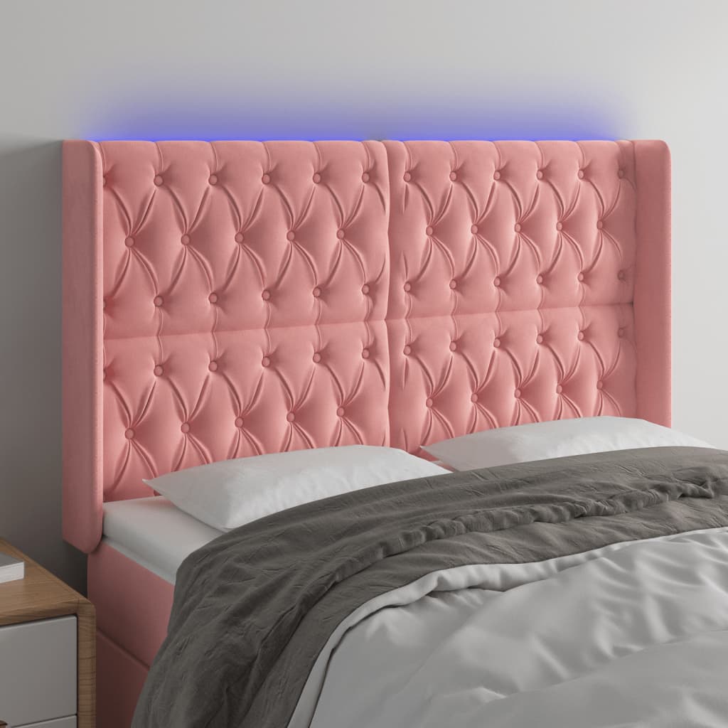 Κεφαλάρι Κρεβατιού LED Ροζ 147x16x118/128 εκ. Βελούδινο - Pakobazaar