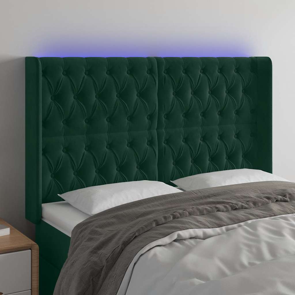 Κεφαλάρι Κρεβατιού LED Σκούρο Πράσινο 163x16x118/128 εκ - Pakobazaar