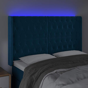 Κεφαλάρι Κρεβατιού LED Σκούρο Μπλε 163x16x118/128 εκ. Βελούδινο - Pakobazaar