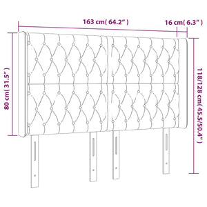 Κεφαλάρι Κρεβατιού LED Ροζ 163x16x118/128 εκ. Βελούδινο