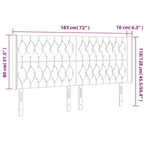 Κεφαλάρι Κρεβατιού LED Ανοιχτό Γκρι 183x16x118/128εκ. Βελούδινο