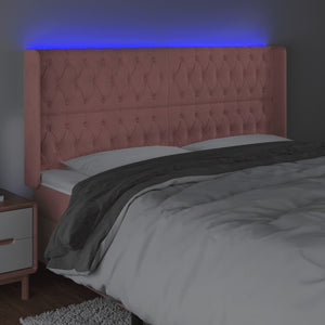 Κεφαλάρι Κρεβατιού LED Ροζ 183x16x118/128 εκ. Βελούδινο