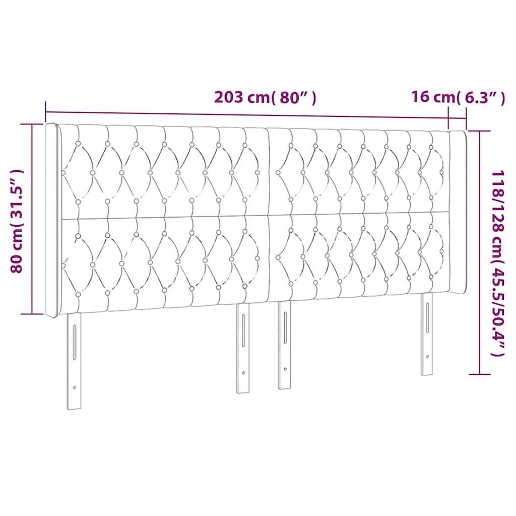 Κεφαλάρι Κρεβατιού LED Σκούρο Μπλε 203x16x118/128 εκ. Βελούδινο - Pakobazaar