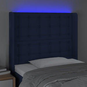 Κεφαλάρι Κρεβατιού LED Μπλε 83x16x118/128εκ. Υφασμάτινο