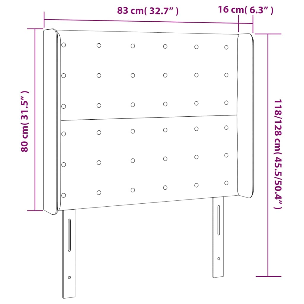 Κεφαλάρι Κρεβατιού LED Πράσινο 83x16x118/128εκ. Υφασμάτινο