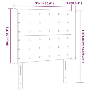 Κεφαλάρι Κρεβατιού LED Σκούρο Γκρι 93x16x118/128εκ. Υφασμάτινο