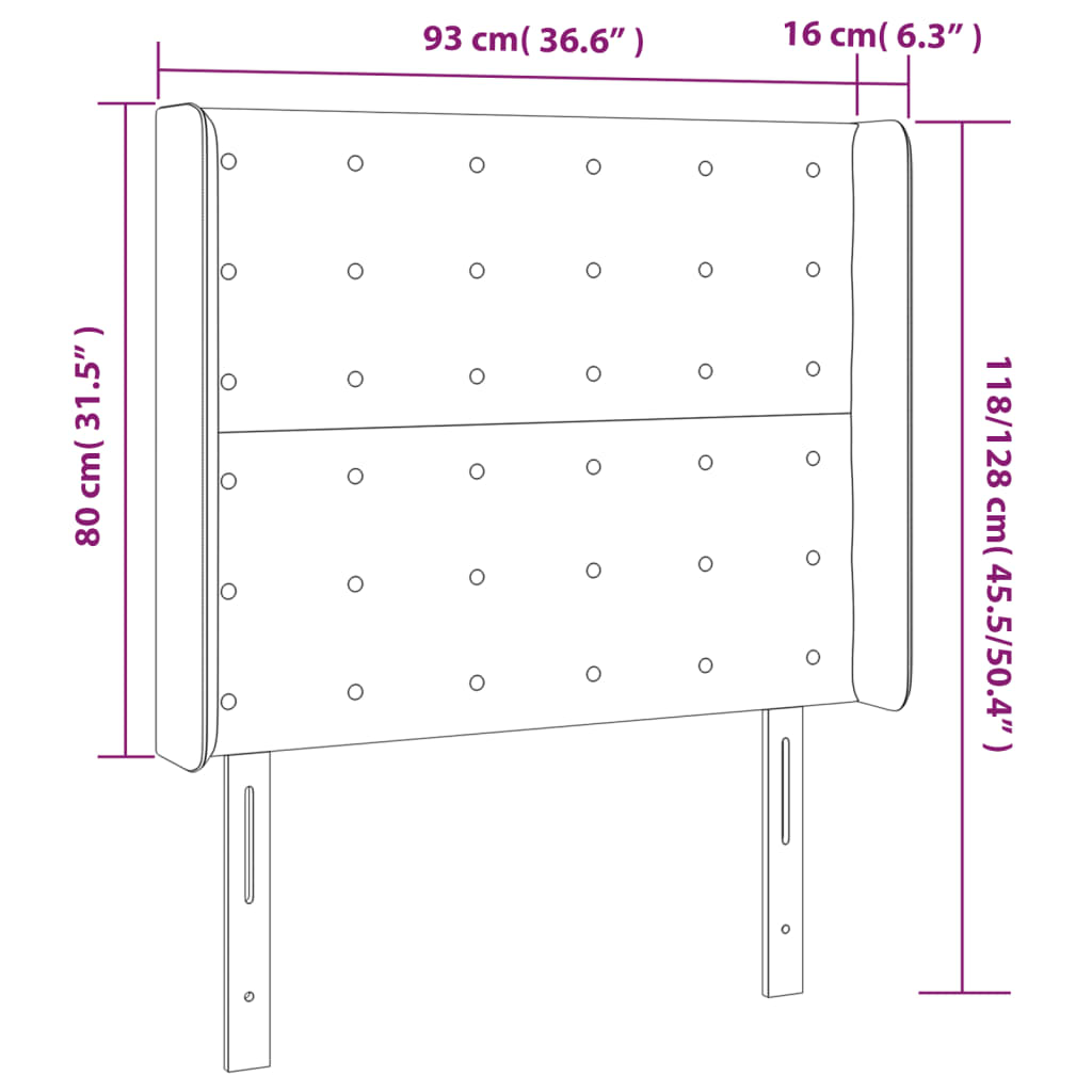 Κεφαλάρι Κρεβατιού LED Σκούρο Καφέ 93x16x118/128 εκ.Υφασμάτινο