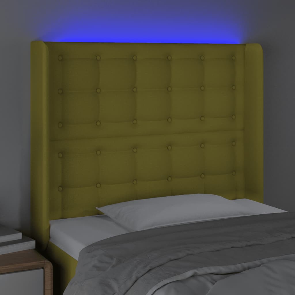 Κεφαλάρι Κρεβατιού LED Πράσινο 93x16x118/128εκ. Υφασμάτινο - Pakobazaar