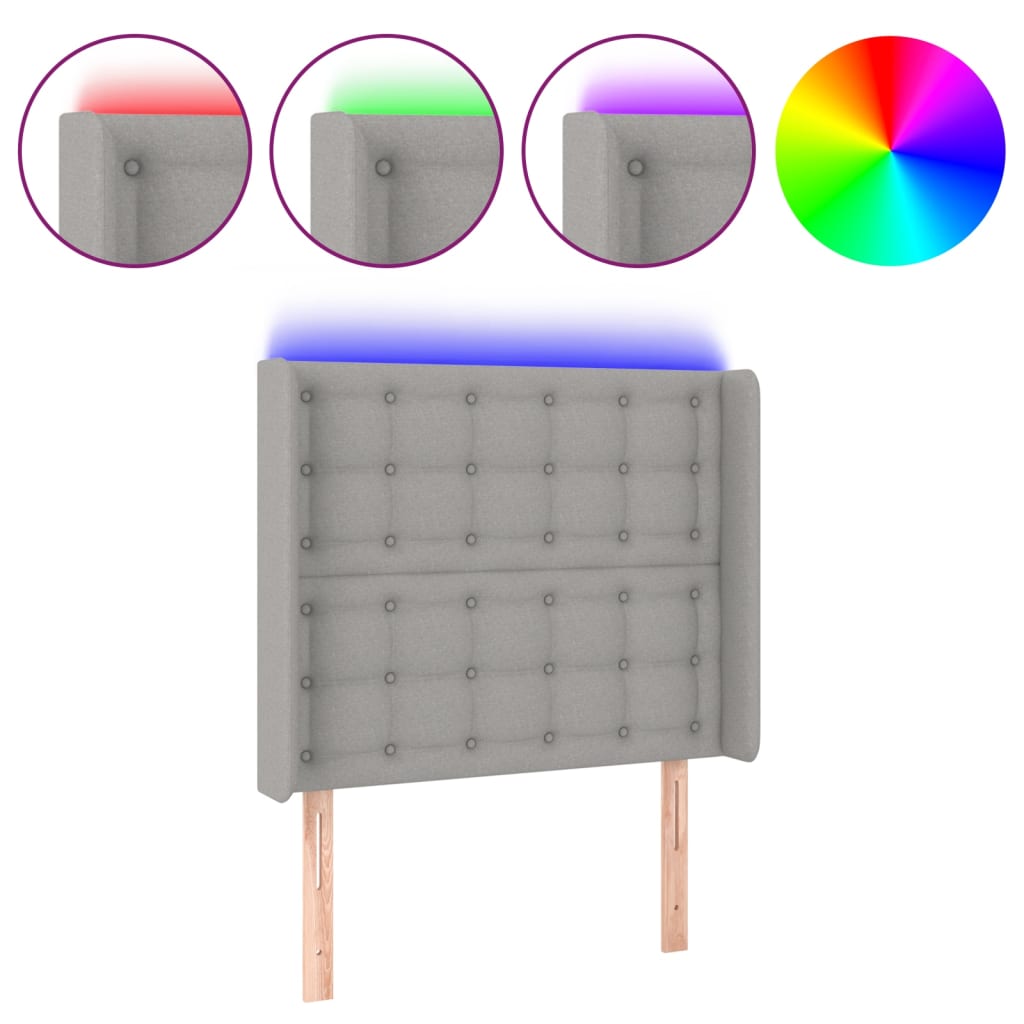 Κεφαλάρι Κρεβατιού LED Ανοιχτό Γκρι 103x16x118/128 εκ. - Pakobazaar