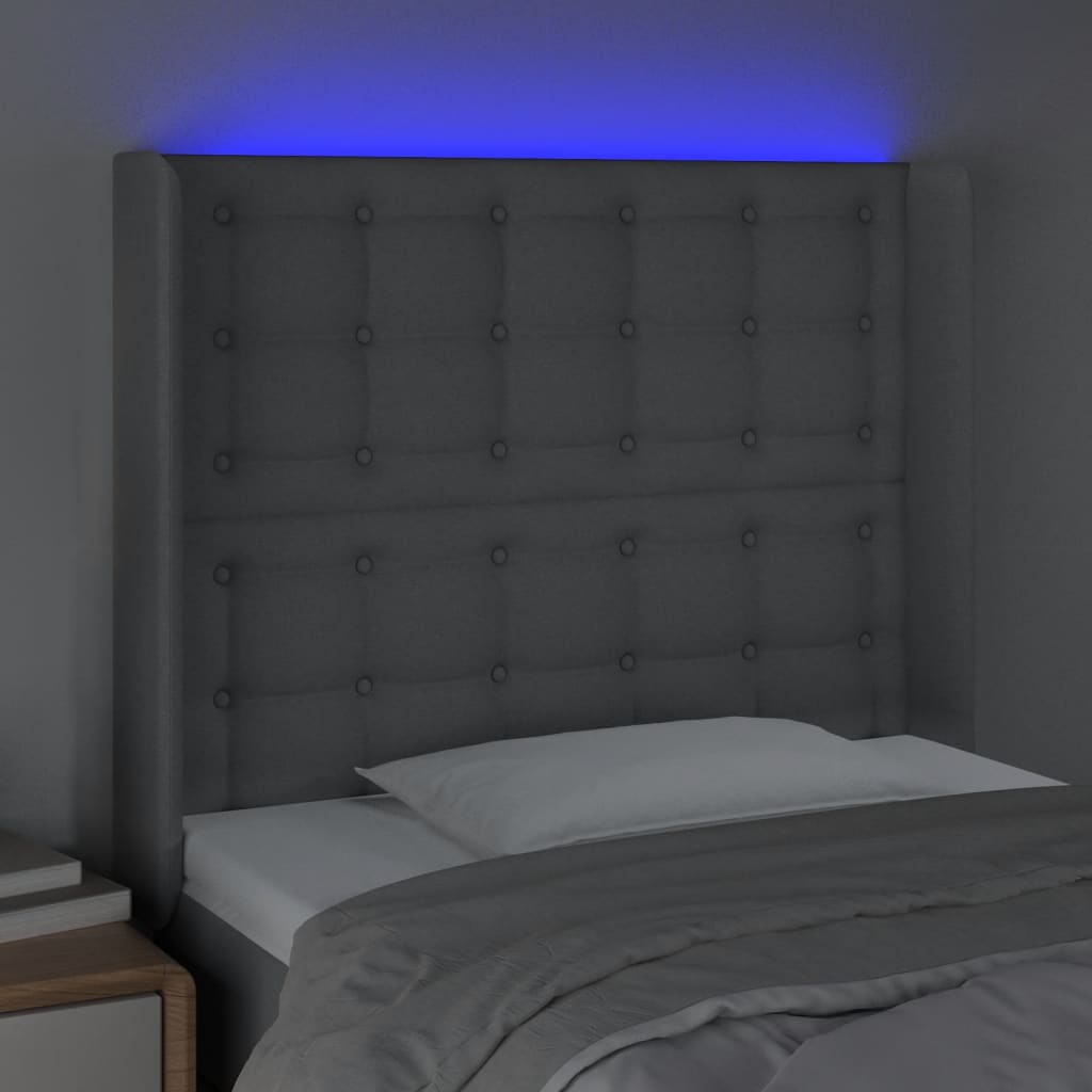Κεφαλάρι Κρεβατιού LED Ανοιχτό Γκρι 103x16x118/128 εκ. - Pakobazaar