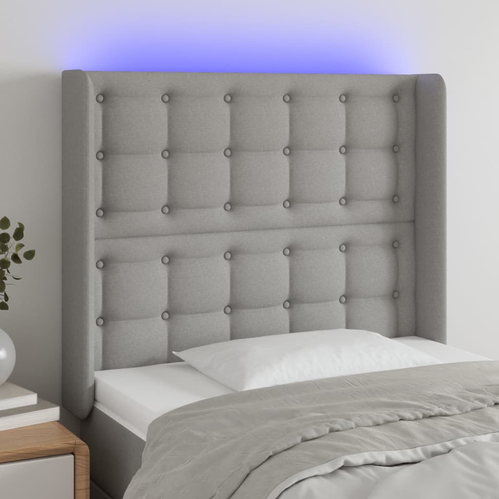 Κεφαλάρι Κρεβατιού LED Ανοιχτό Γκρι 103x16x118/128 εκ. - Pakobazaar