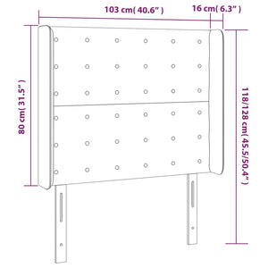 Κεφαλάρι Κρεβατιού LED Σκούρο Καφέ 103x16x118/128εκ. Υφασμάτινο