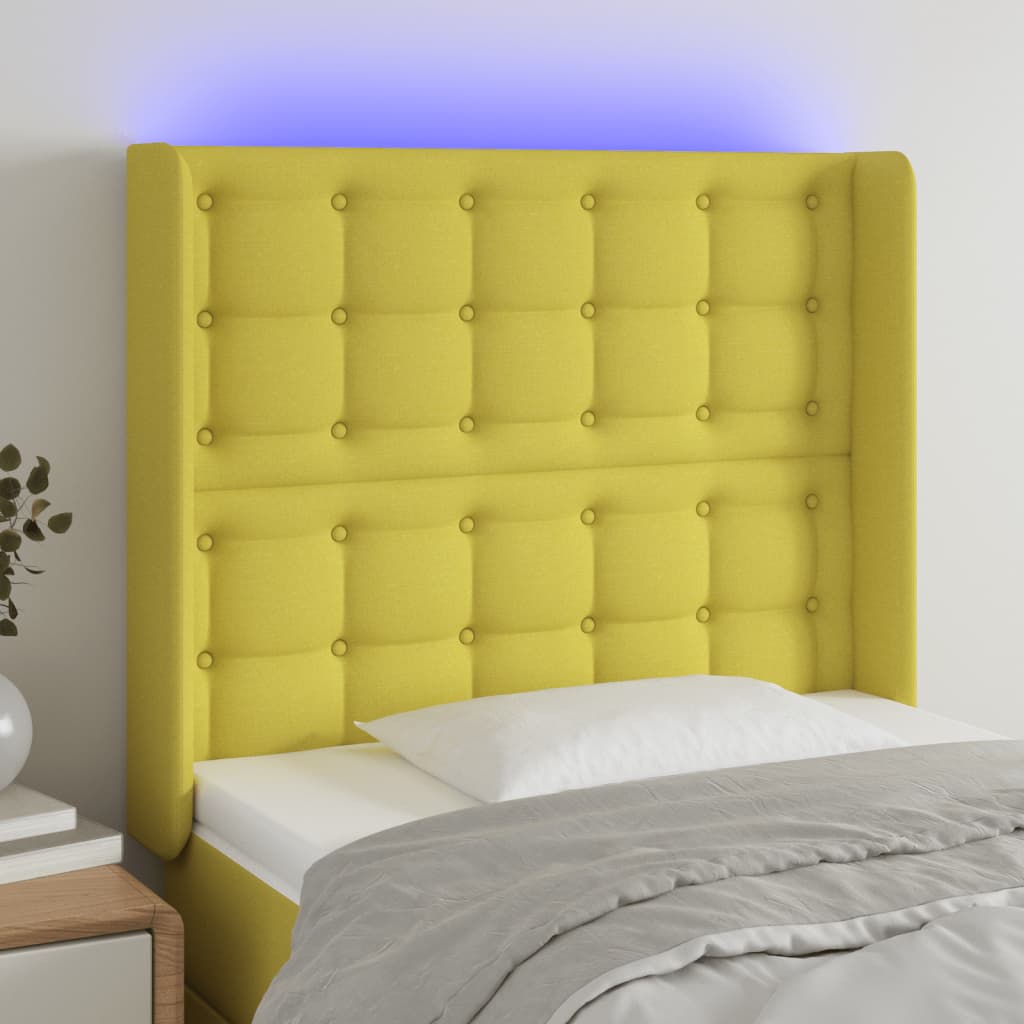 Κεφαλάρι Κρεβατιού LED Πράσινο 103x16x118/128 εκ. Υφασμάτινο - Pakobazaar