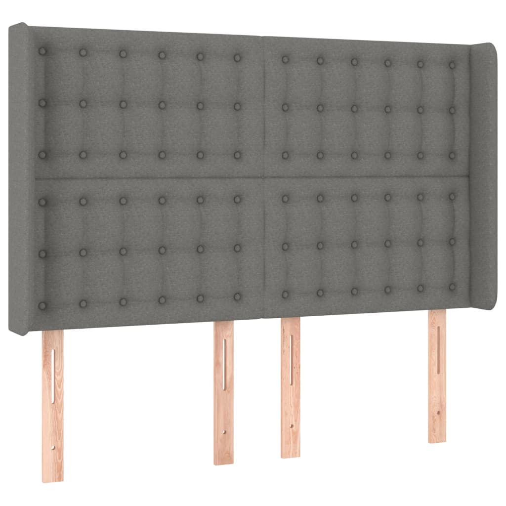 Κεφαλάρι Κρεβατιού LED Σκούρο Γκρι 147x16x118/128εκ. Υφασμάτινο