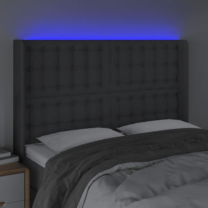 Κεφαλάρι Κρεβατιού LED Σκούρο Γκρι 147x16x118/128εκ. Υφασμάτινο