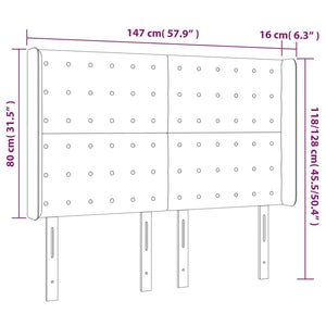 Κεφαλάρι Κρεβατιού LED Σκούρο Γκρι 147x16x118/128εκ. Υφασμάτινο