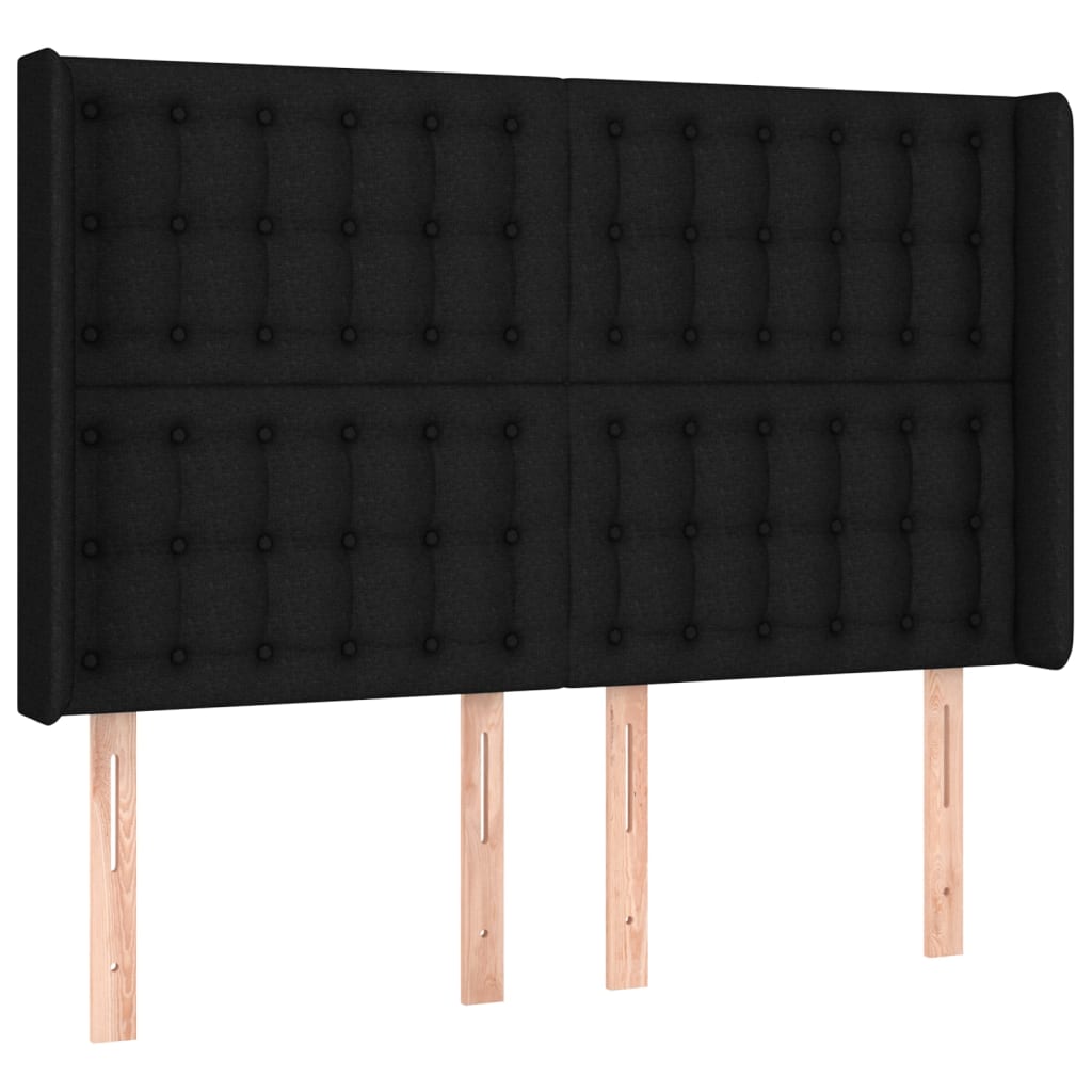 Κεφαλάρι Κρεβατιού LED Μαύρο 147x16x118/128 εκ. Υφασμάτινο