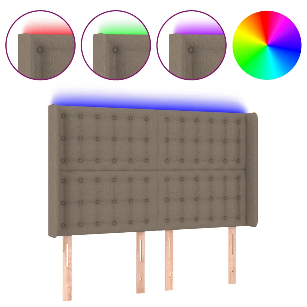 Κεφαλάρι Κρεβατιού LED Taupe 147x16x118/128 εκ. Υφασμάτινο