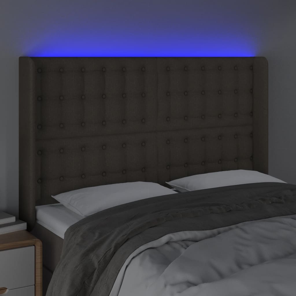 Κεφαλάρι Κρεβατιού LED Taupe 147x16x118/128 εκ. Υφασμάτινο