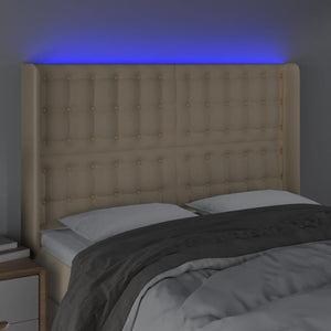 Κεφαλάρι Κρεβατιού LED Κρεμ 147x16x118/128 εκ. Υφασμάτινο - Pakobazaar