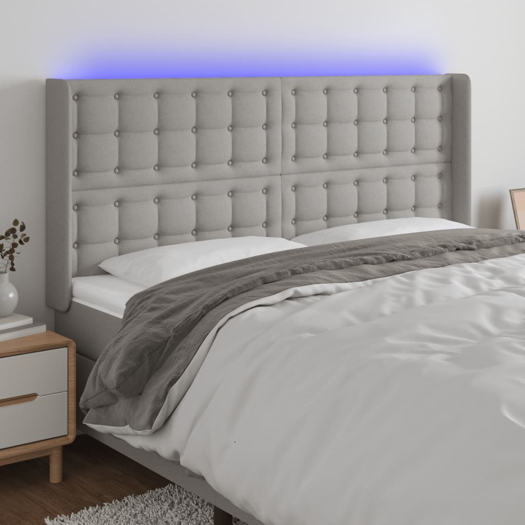Κεφαλάρι Κρεβατιού LED Ανοιχτό Γκρι 163x16x118/128 εκ.