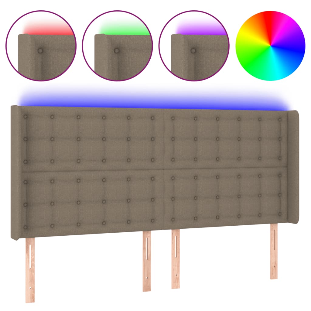 Κεφαλάρι Κρεβατιού LED Taupe 163x16x118/128 εκ. Υφασμάτινο