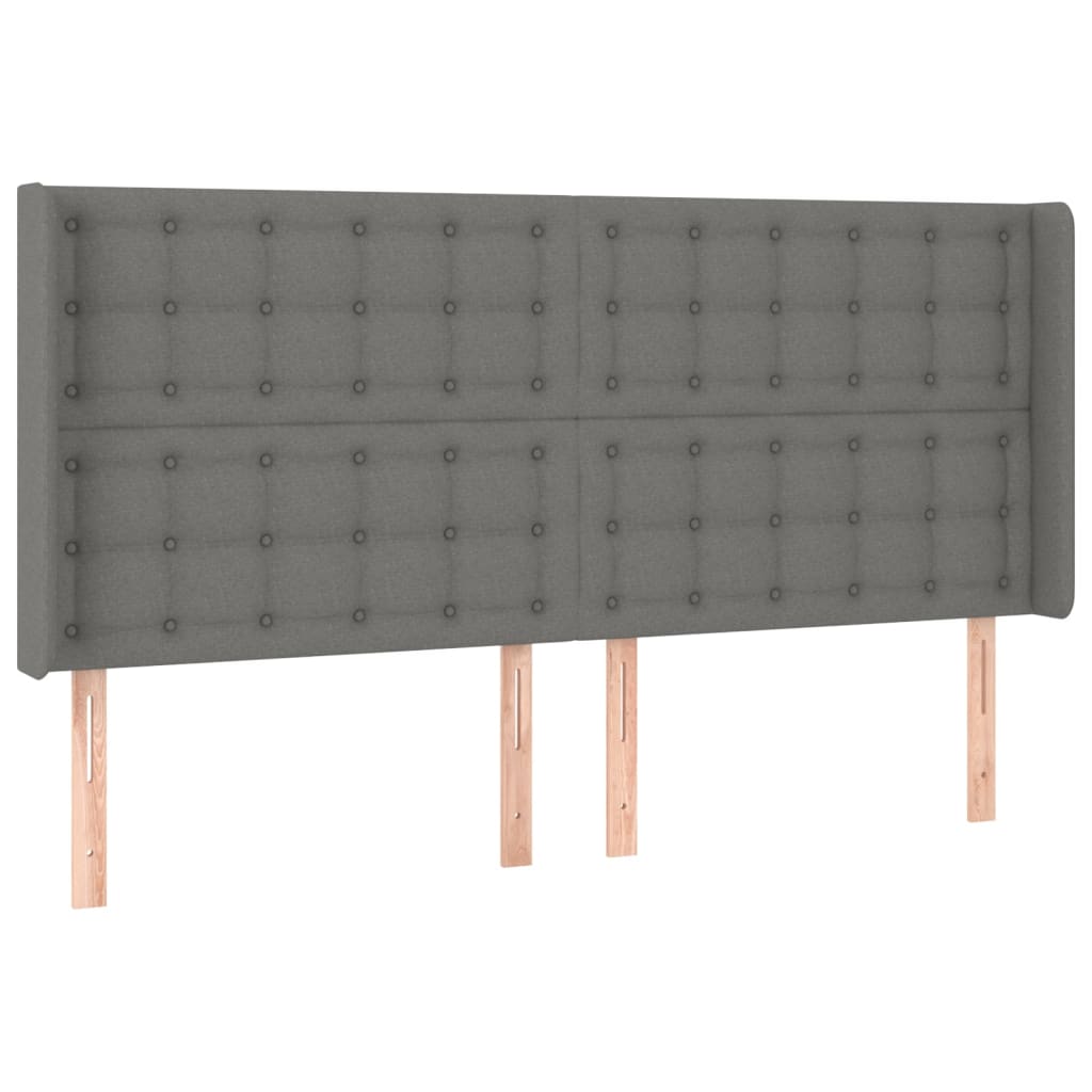Κεφαλάρι Κρεβατιού LED Σκούρο Γκρι 183x16x118/128εκ. Υφασμάτινο