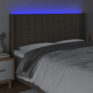 Κεφαλάρι Κρεβατιού LED Taupe 183x16x118/128 εκ. Υφασμάτινο