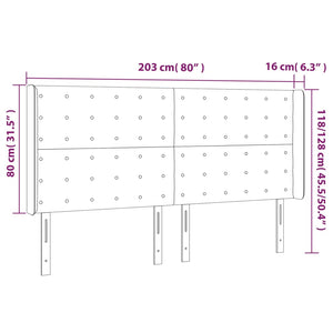Κεφαλάρι Κρεβατιού LED Κρεμ 203x16x118/128 εκ. Υφασμάτινο