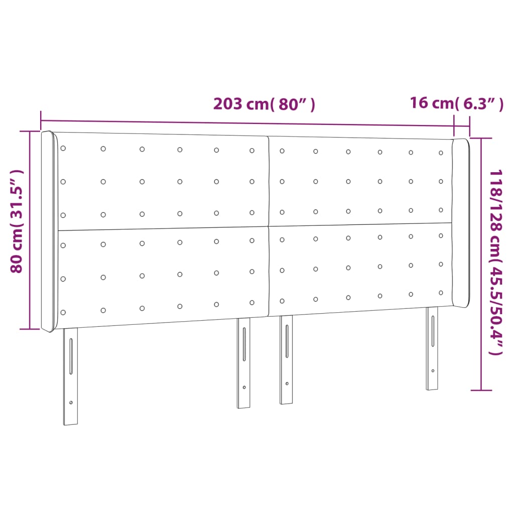 Κεφαλάρι Κρεβατιού LED Πράσινο 203x16x118/128 εκ. Υφασμάτινο - Pakobazaar