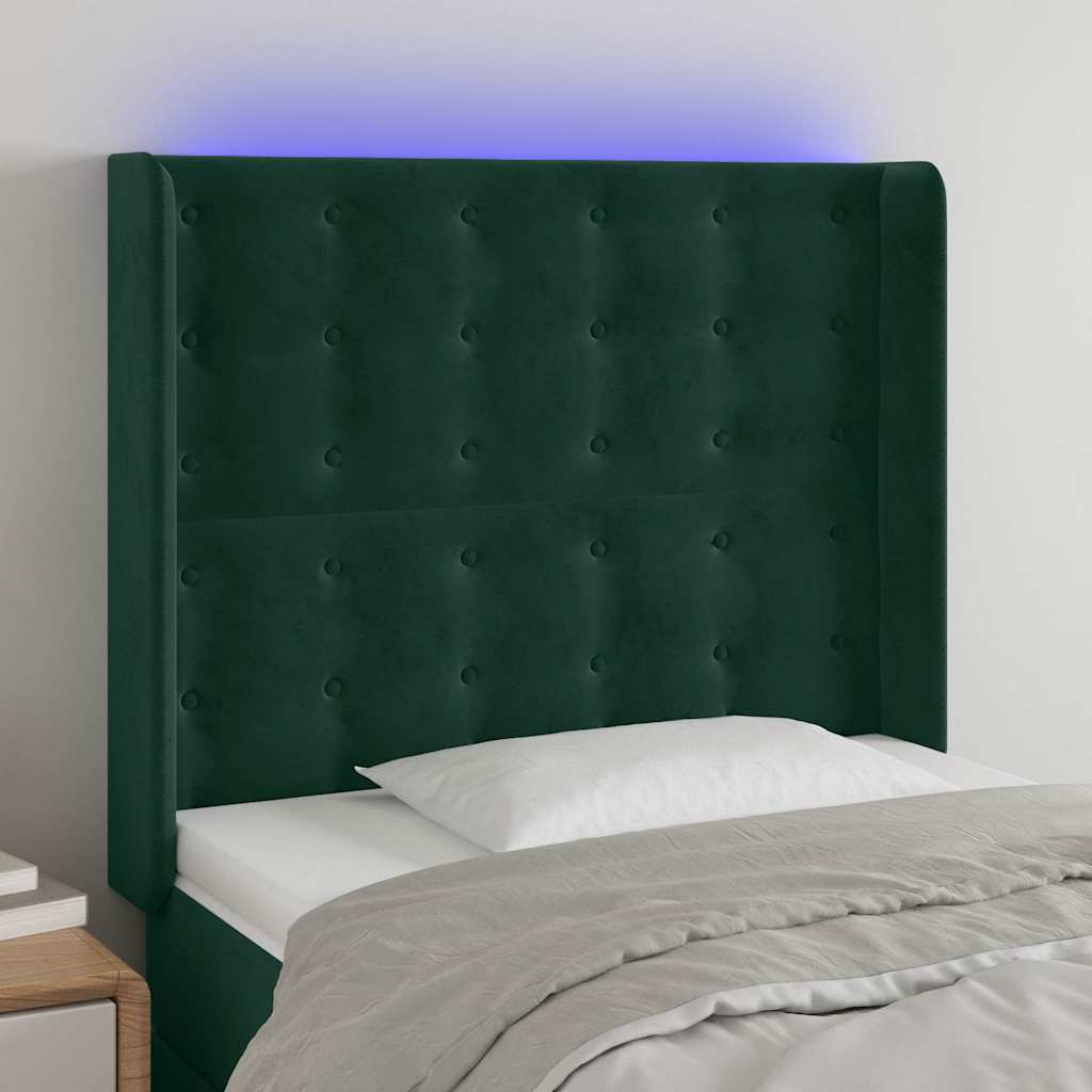 Κεφαλάρι Κρεβατιού LED Σκούρο Πράσινο 83x16x118/128 εκ - Pakobazaar