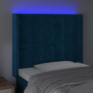 Κεφαλάρι Κρεβατιού LED Σκούρο Μπλε 83x16x118/128εκ. Βελούδινο - Pakobazaar