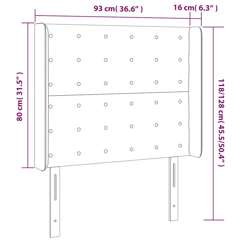 Κεφαλάρι Κρεβατιού LED Σκούρο Πράσινο 93x16x118/128 εκ - Pakobazaar