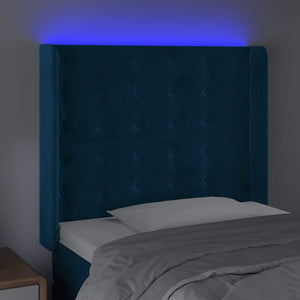 Κεφαλάρι Κρεβατιού LED Σκούρο Μπλε 93x16x118/128εκ. Βελούδινο - Pakobazaar