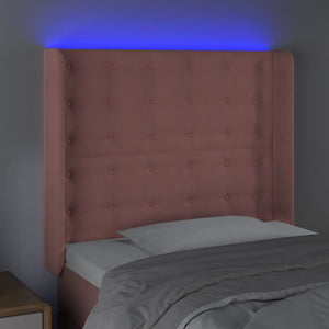 Κεφαλάρι Κρεβατιού LED Ροζ 93x16x118/128 εκ. Βελούδινο