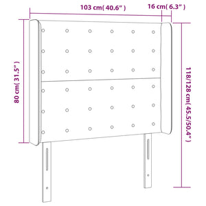 Κεφαλάρι Κρεβατιού LED Σκούρο Γκρι 103x16x118/128εκ. Βελούδινο