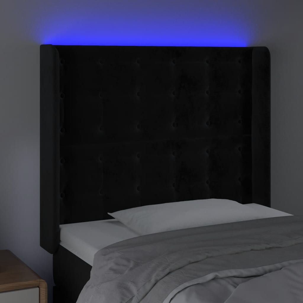 Κεφαλάρι Κρεβατιού LED Μαύρο 103x16x118/128 εκ. Βελούδινο - Pakobazaar