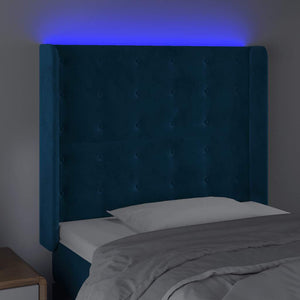 Κεφαλάρι Κρεβατιού LED Σκούρο Μπλε 103x16x118/128 εκ. Βελούδινο - Pakobazaar