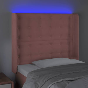Κεφαλάρι Κρεβατιού LED Ροζ 103x16x118/128 εκ.Βελούδινο