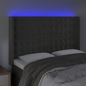 Κεφαλάρι Κρεβατιού LED Σκούρο Γκρι 147x16x118/128εκ. Βελούδινο