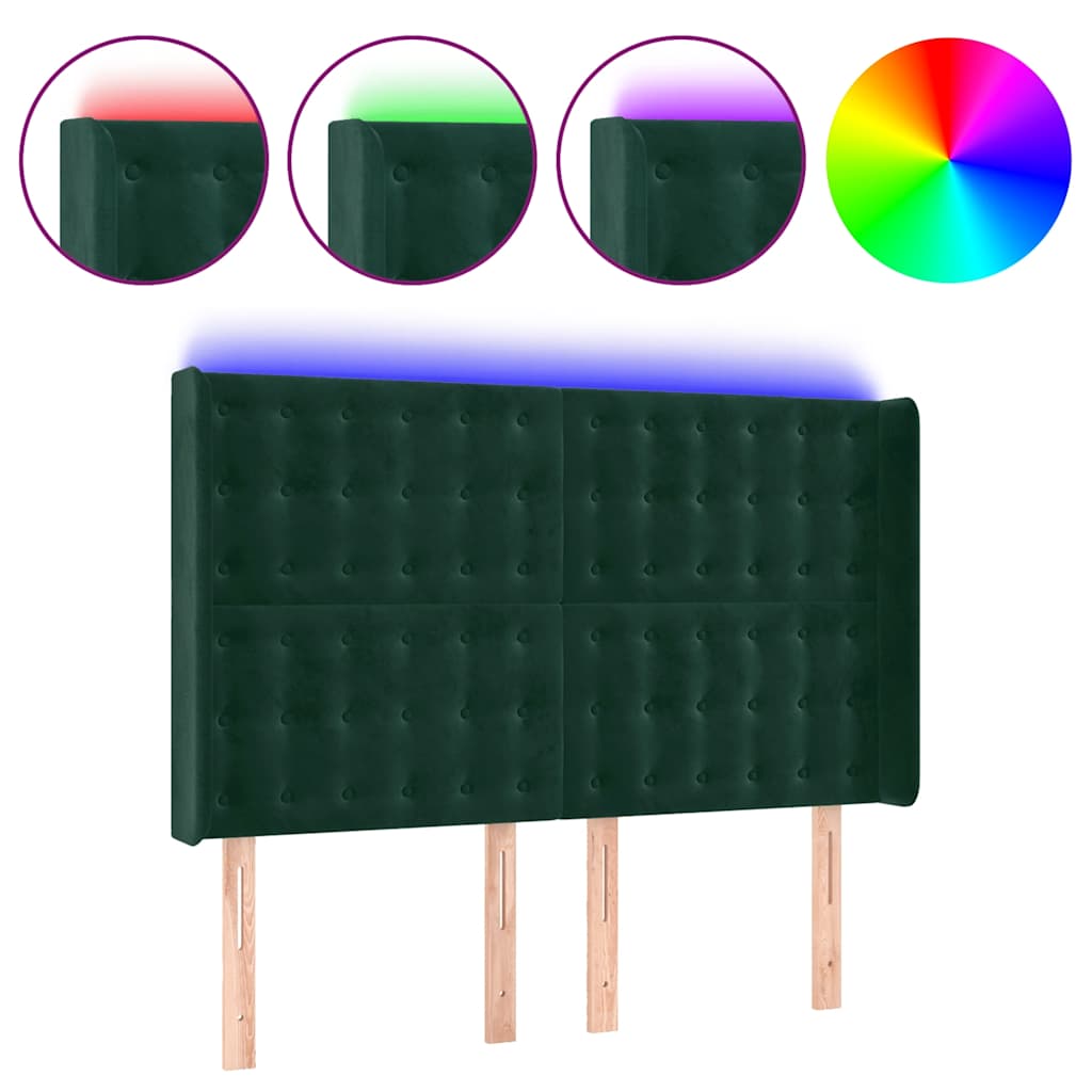 Κεφαλάρι Κρεβατιού LED Σκούρο Πράσινο 147x16x118/128 εκ - Pakobazaar