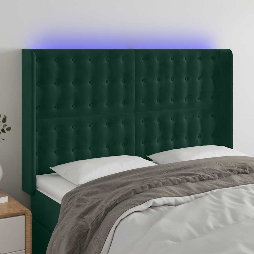 Κεφαλάρι Κρεβατιού LED Σκούρο Πράσινο 147x16x118/128 εκ - Pakobazaar