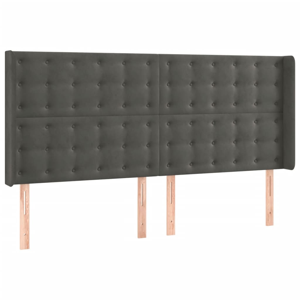 Κεφαλάρι Κρεβατιού LED Σκούρο Γκρι 163x16x118/128εκ. Βελούδινο