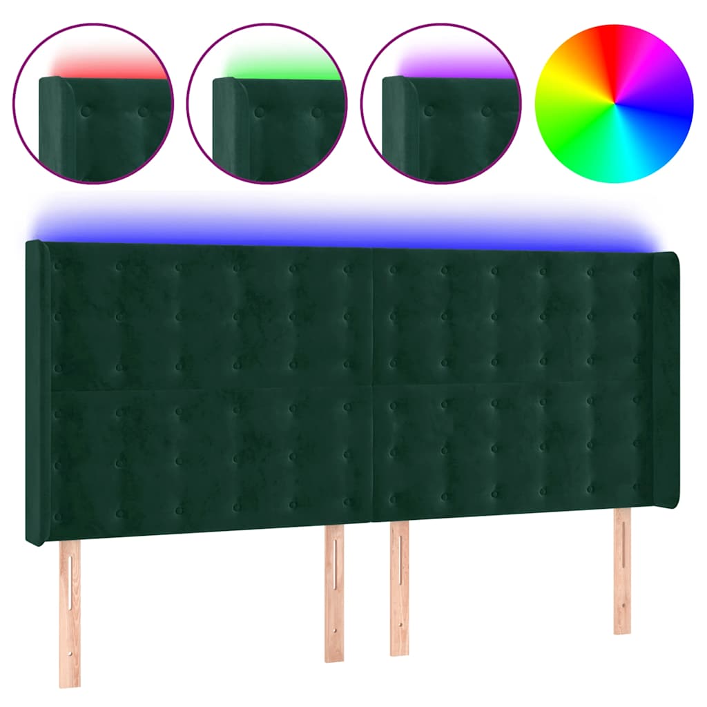 Κεφαλάρι Κρεβατιού LED Σκούρο Πράσινο 163x16x118/128 εκ - Pakobazaar
